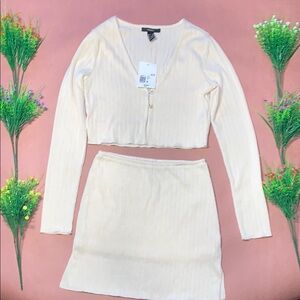Forever 21 Cream Ribbed Matching Set